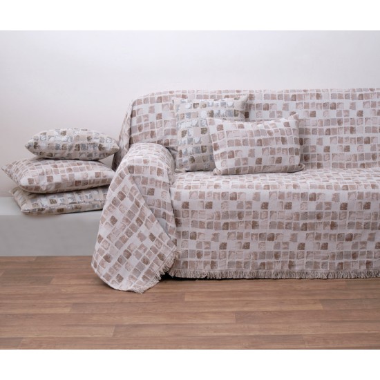 Ριχτάρι Διθέσιου Διπλής Όψεως 1564 Beige Jacquard Cotton Anna Riska (180x240) 1Τεμ