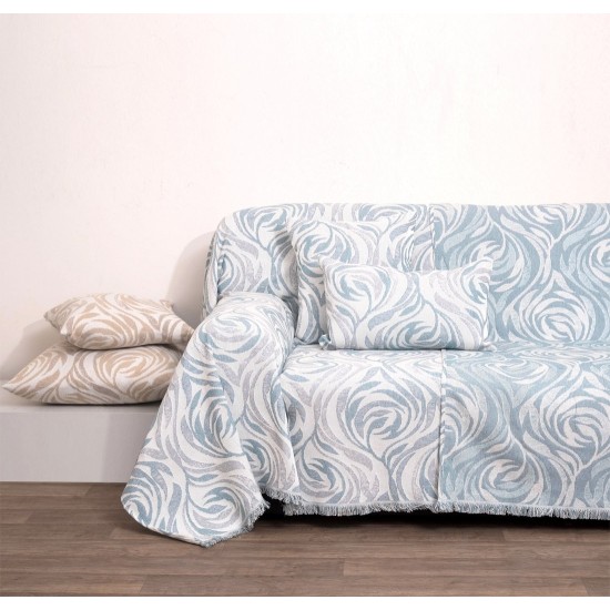 Ριχτάρι Διθέσιου Throws 1566 Lake Blue Jacquard Cotton Anna Riska (180x240) 1Τεμ