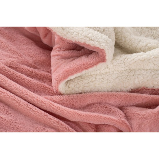Κουβέρτα Fleece Με Sherpa Αγκαλιάς Heaven Blush Pink Anna Riska (75x90) 1Τεμ