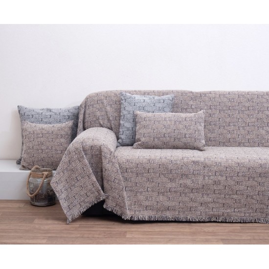 Ριχτάρι Διθέσιου Chinille Thrrows 1444 Beige Jacquard Anna Riska (180x240) 1Τεμ