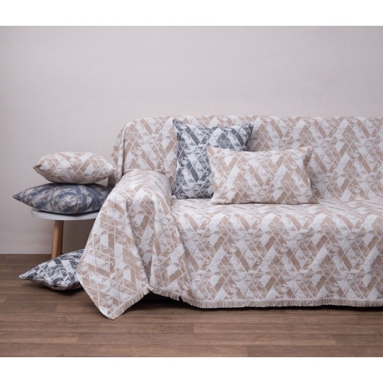 Ριχτάρι Τριθέσιου Throws 1571 Beige Jacquard Anna Riska (180x280) 1Τεμ