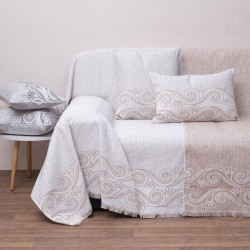 Ριχτάρι Πολυθρόνας 2 Όψεων Throws 1572 Beige Jacquard Anna Riska (180x180) 1Τεμ