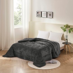 Κουβερτοπάπλωμα Με Sherpa Μονό Vienna Anthracite Embossed Flannel Fleece Anna Riska (160x220) 1Τεμ