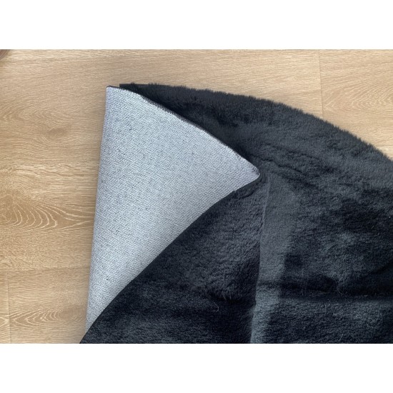 Χαλί Στρογγυλό Carpets Felicity Black Γουνάκι Anna Riska (Ø 160) 1Τεμ