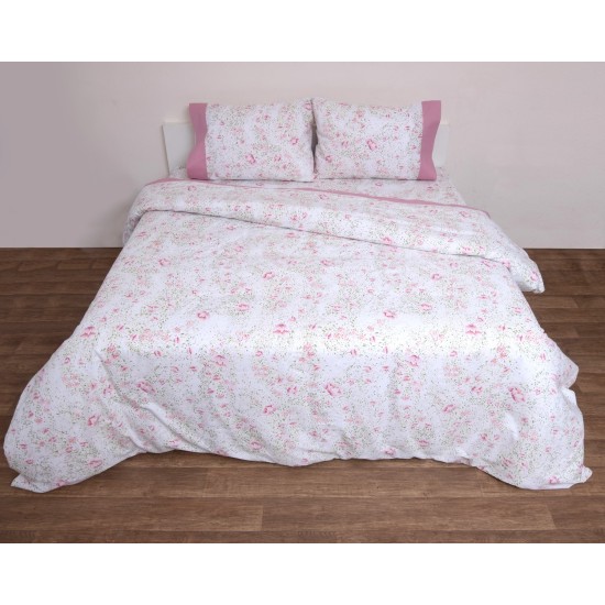 Σεντόνια Υπέρδιπλα Σετ Border 3002 Cotton Anna Riska (160x205+25 ) Με Λάστιχο 4Τεμ