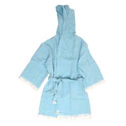 Μπουρνούζι Με Κουκούλα Robes Adelina Blue Μουσελίνα Cotton Anna Riska 1Τεμ
