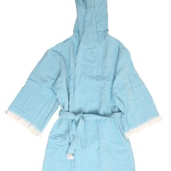 Μπουρνούζι Με Κουκούλα Robes Adelina Blue Μουσελίνα Cotton Anna Riska 1Τεμ