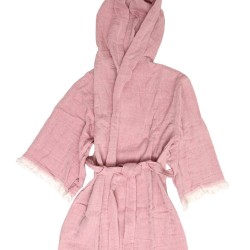 Μπουρνούζι Με Κουκούλα Robes Adelina Blush Pink Μουσελίνα Cotton Anna Riska 1Τεμ