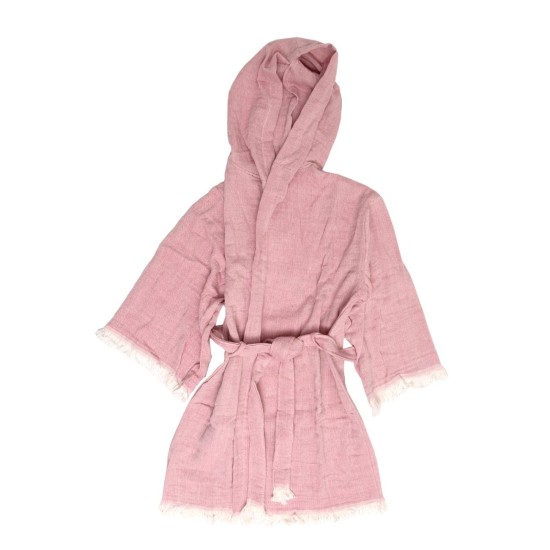 Μπουρνούζι Με Κουκούλα Robes Adelina Blush Pink Μουσελίνα Cotton Anna Riska 1Τεμ