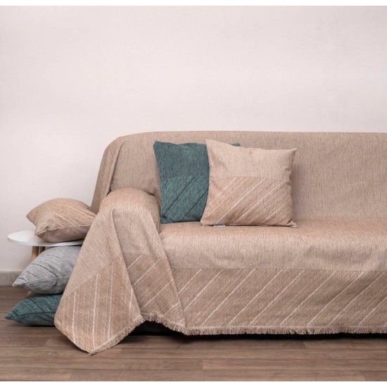 Ριχτάρι Τετραθέσιου Throws 1455 Beige Chenille Jacquard Anna Riska (180x320) 1Τεμ