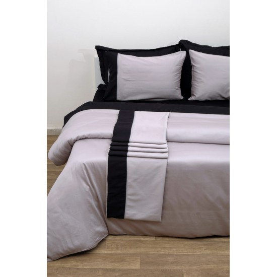 Παπλωματοθήκη Υπέρδιπλη Luxury Bicolour Grey-Black Satin Cotton Anna Riska (220x240) 1Τεμ