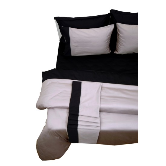Παπλωματοθήκη Υπέρδιπλη Luxury Bicolour Grey-Black Satin Cotton Anna Riska (220x240) 1Τεμ