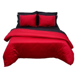 Σεντόνια Υπέρδιπλα Σετ Luxury Bicolour Red-Black Satin Cotton Anna Riska (240x270) 4Τεμ
