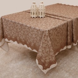 Τραπεζομάντηλο Σετ Lace Tablecloths With Lace Layer Με Δανδέλα 2331 Biege Anna Riska (160x160) 2Τεμ