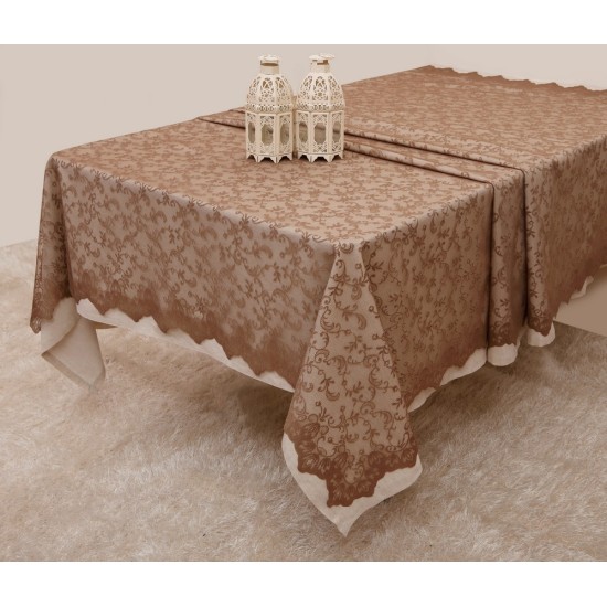 Τραπεζομάντηλο Σετ Lace Tablecloths With Lace Layer Με Δανδέλα 2331 Biege Anna Riska (160x160) 2Τεμ