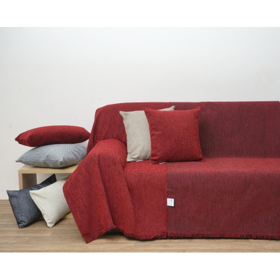 Ριχτάρι Τετραθέσιου Double Face Chenille Jacquard 1440 Red Anna Riska (180x320) 1Τεμ