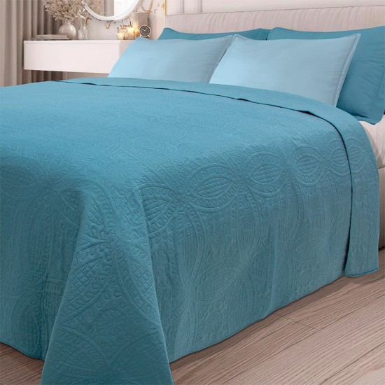 Κουβερλί Υπέρδιπλο Summer Ultrasonic Petrol Micro Blanc de Blanc (220x240) 1Τεμ