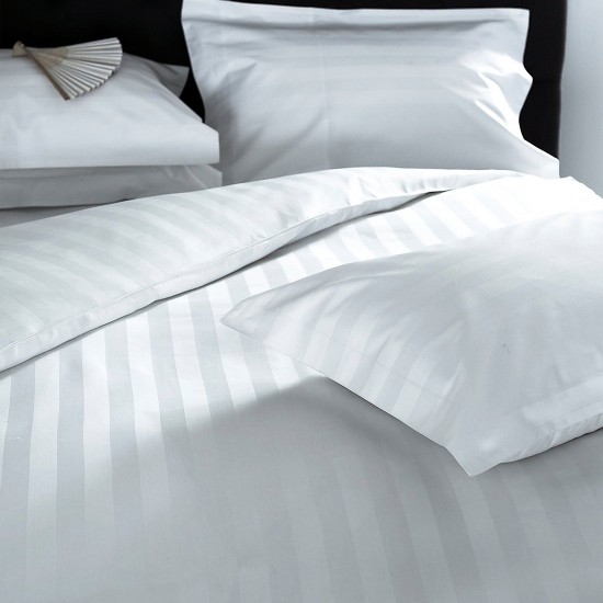 Μαξιλαροθήκη Oxford Superb Line 2cm Dobby Stripe 300TC Satin Cotton Blanc de Blanc (55x75+5) 1Τεμ