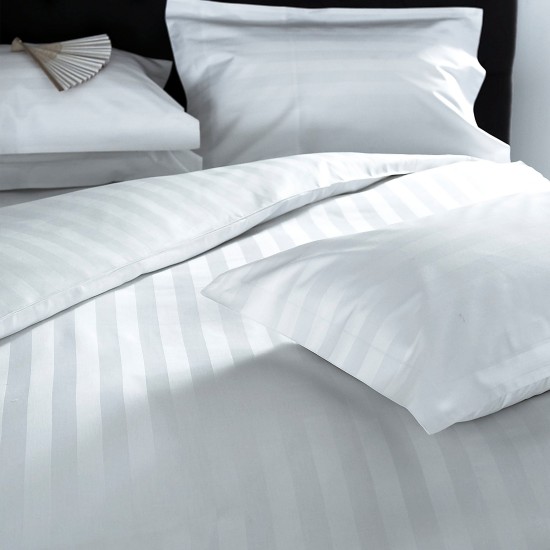 Σεντόνι Μονό Superb Line Stripe 2cm Satin TC300 Cotton Blanc de Blanc (160x290) 1Τεμ