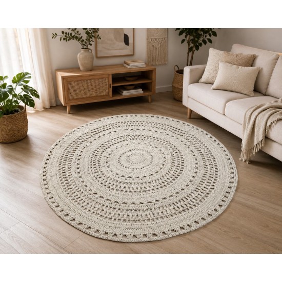 Χαλί Macrame New Στρογγυλό Natural Cotton Blanc de Blanc (Φ150) 1Τεμ
