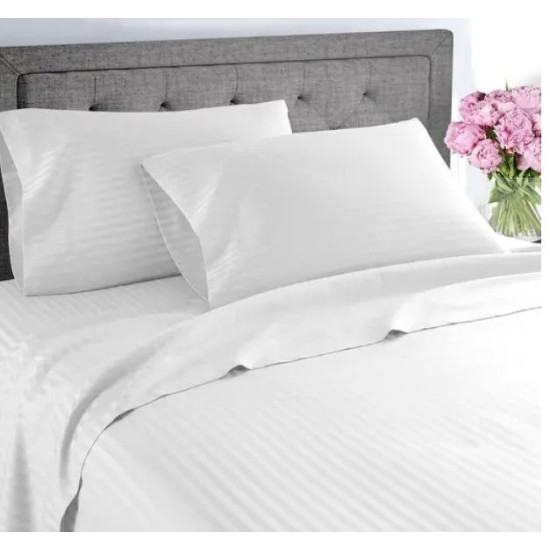 Σεντόνια Υπέρδιπλα Σετ Stripe White TC300 Satin Cotton Blanc de Blanc (250x280) 4Τεμ