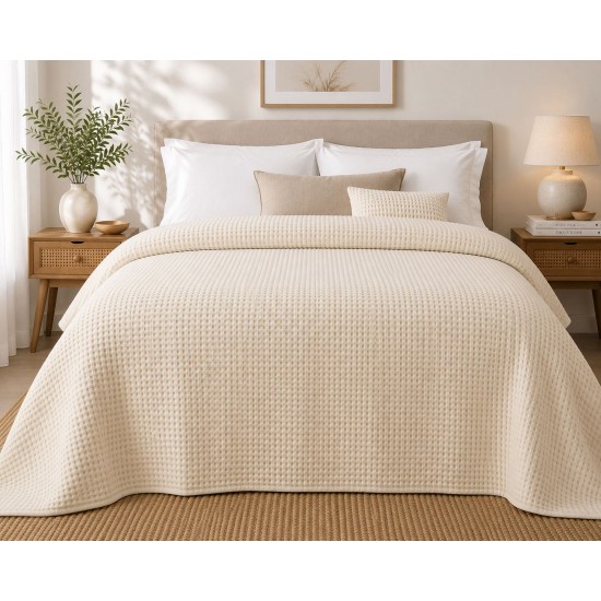 Κουβέρτα Πικέ Υπέρδιπλη New Rich Sand Sanforized Cotton Blanc de Blanc (230x250) 1Τεμ