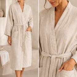 Μπουρνούζι Κιμονό Linen Cotton Blanc de Blanc 1Τεμ