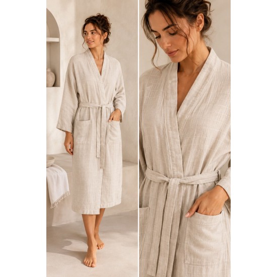 Μπουρνούζι Κιμονό Linen Cotton Blanc de Blanc 1Τεμ