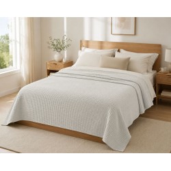 Κουβέρτα Πικέ Μονή Reactive Sanforized White Cotton Blanc de Blanc (160x240) 1Τεμ