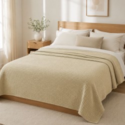 Κουβέρτα Πικέ Υπέρδιπλη Reactive Sanforized Cuppuccino Cotton Blanc de Blanc (230x250) 1Τεμ