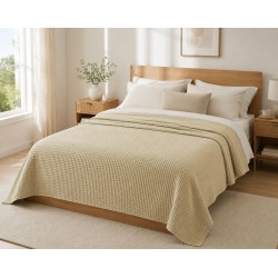 Κουβέρτα Πικέ Μονή Reactive Sanforized Cuppuccino Cotton Blanc de Blanc (160x240) 1Τεμ