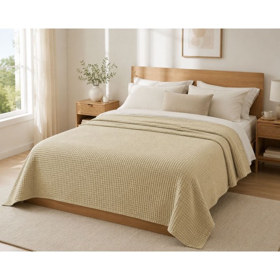 Κουβέρτα Πικέ Μονή Reactive Sanforized Cuppuccino Cotton Blanc de Blanc (160x240) 1Τεμ