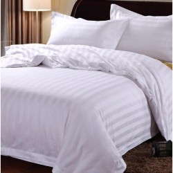 Σεντόνι King Size MK Satin Stripe 2cm White Sense 240TC Cotton Blanc de Blanc (260x290) 1Τεμ