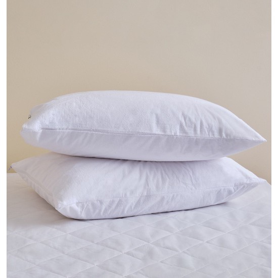 Επίστρωμα Μαξιλαριού Αδιάβροχο Σετ MK White Polycotton Blanc de Blanc (50x70) 2Τεμ