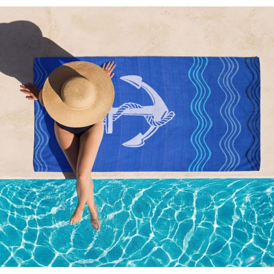 Πετσέτα Θαλάσσης Anchor Wave Cotton Cokitex (86x160) 1Τεμ