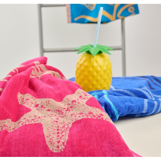 Πετσέτα Θαλάσσης Starfish Pink Cotton Cokitex (86x160) 1Τεμ