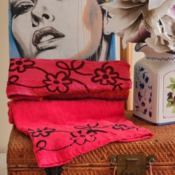 Πετσέτες Σετ All Time Floral Red Cotton Cokitex 2Τεμ