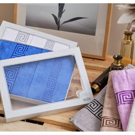 Πετσέτες Σετ All Time Greek Blue Cotton Cokitex 2Τεμ