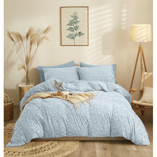 Πάπλωμα Υπέρδιπλο Σετ Marta Jasmine Blue Cokitex (220x240) 3Τεμ