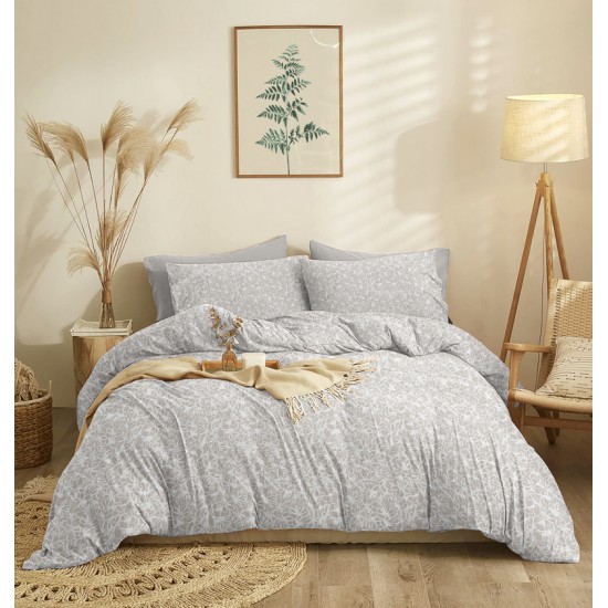 Πάπλωμα Υπέρδιπλο Σετ Marta Jasmine Grey Cokitex (220x240) 3Τεμ