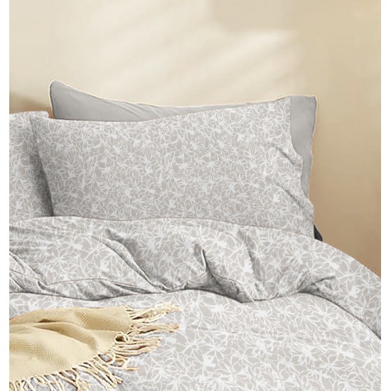 Πάπλωμα Υπέρδιπλο Σετ Marta Jasmine Grey Cokitex (220x240) 3Τεμ