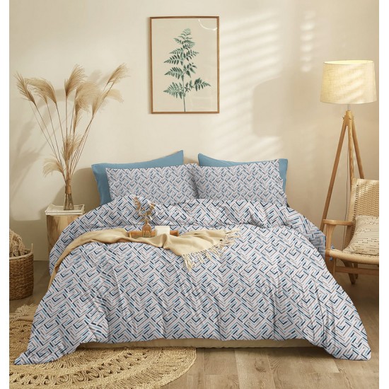 Πάπλωμα Υπέρδιπλο Σετ Marta Maze Blue Cokitex (220x240) 3Τεμ