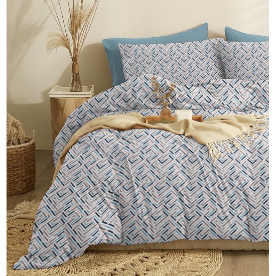 Πάπλωμα Υπέρδιπλο Σετ Marta Maze Blue Cokitex (220x240) 3Τεμ