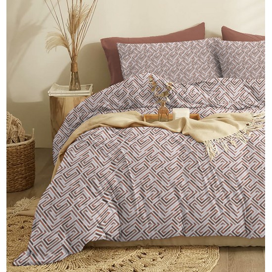 Σεντόνια King Σετ Marta Maze Moka Cokitex (260x280) 4Τεμ