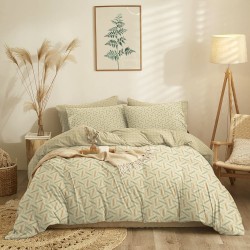 Σεντόνια Μονά Σετ Marta Zig Beige Polycotton Cokitex (105x200+30 ) Με Λάστιχο 3Τεμ
