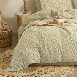 Σεντόνια Μονά Σετ Marta Zig Beige Polycotton Cokitex (105x200+30 ) Με Λάστιχο 3Τεμ