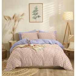 Σεντόνια Μονά Σετ Marta Zig Salmon Polycotton Cokitex (165x260) 3Τεμ