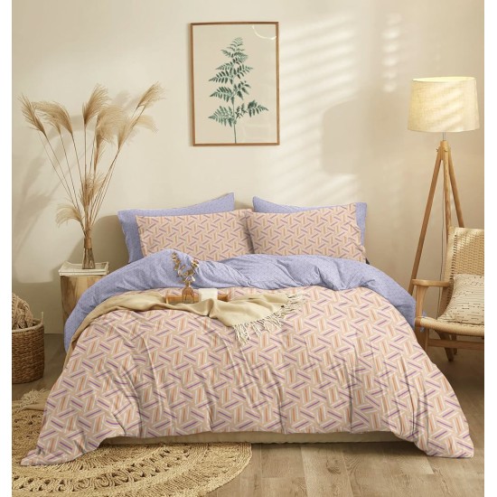 Σεντόνια Μονά Σετ Marta Zig Salmon Polycotton Cokitex (105x200+30 ) Με Λάστιχο 3Τεμ