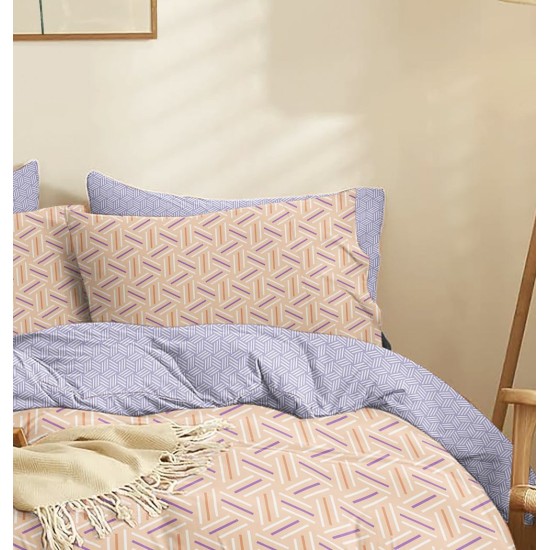 Σεντόνια Μονά Σετ Marta Zig Salmon Polycotton Cokitex (105x200+30 ) Με Λάστιχο 3Τεμ
