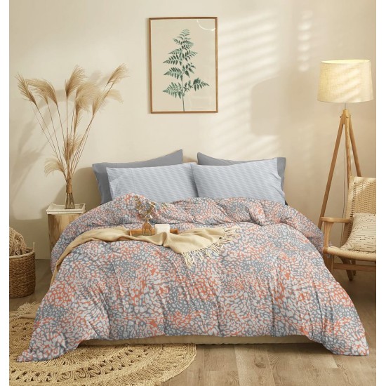 Σεντόνια Υπέρδιπλα Σετ Marta Blot Apricot Polycotton Cokitex (230x260) 4Τεμ
